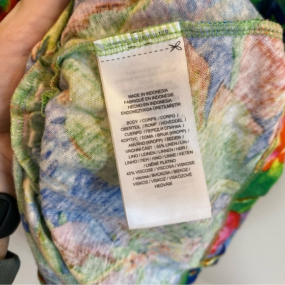 Lauren Ralph Lauren Black Label Peplum  Top Green Teared Medium Tie Floral - Picture 7 of 7